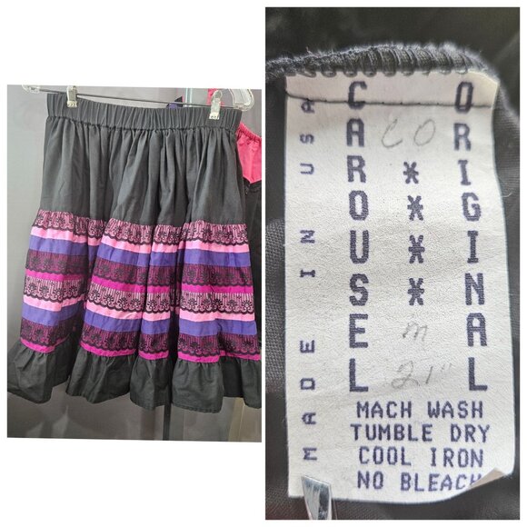 Prairie Shirt Skirt Set Medium Lace Trim Ruffle Tier Circle Dance Square Western - Picture 8 of 11